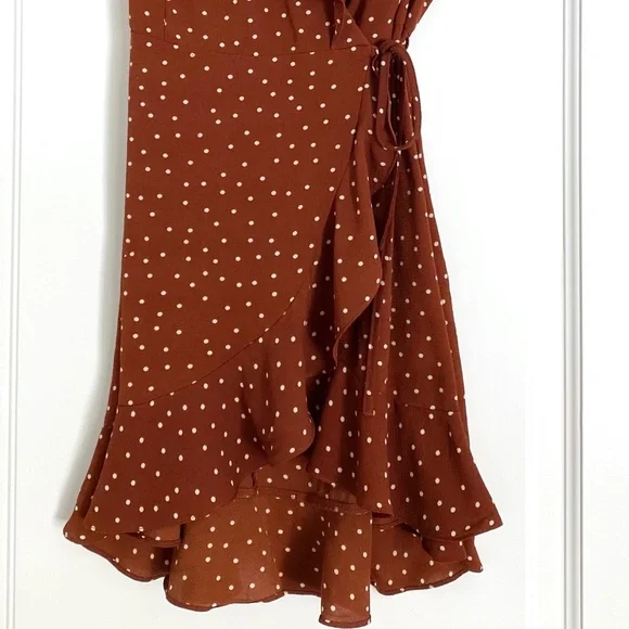 Forever 21 Polka Dot Ruffle Wrap Mini Dress - Medium - Picture 5 of 7
